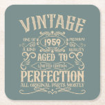Personalized vintage 65th birthday whiskey themed square paper coaster<br><div class="desc">You can add some originality to your wardrobe collection with this vintage classic birthday graphic design with awesome typography font lettering. It is a great gift idea for men, women, husbands, wives, girlfriends, and boyfriends who will love this one-of-a-kind artwork. It is the best amazing and fun holiday present for...</div>