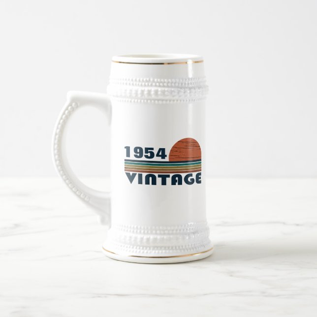 Personalized vintage 70th birthday beer stein (Left)