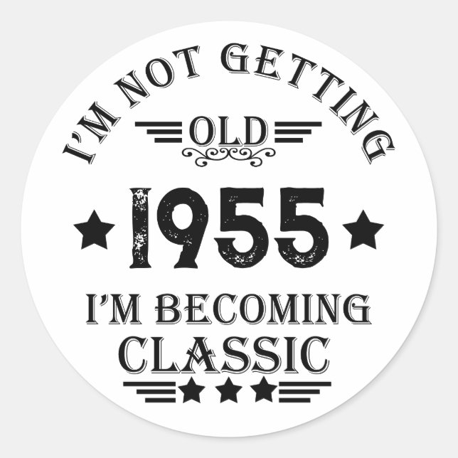 Personalized vintage 70th birthday  classic round sticker (Front)