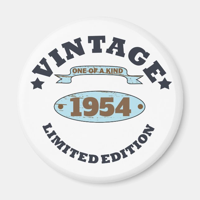 Personalized vintage 70th birthday magnet (Front)