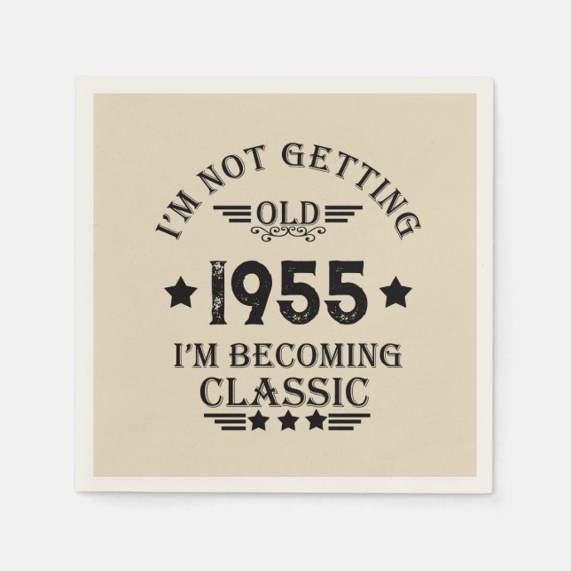 Personalized vintage 70th birthday napkin (Front)