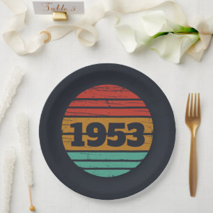 Personalized vintage 70th birthday paper plate