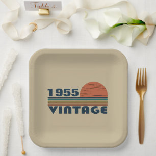 Personalized vintage 70th birthday paper plate