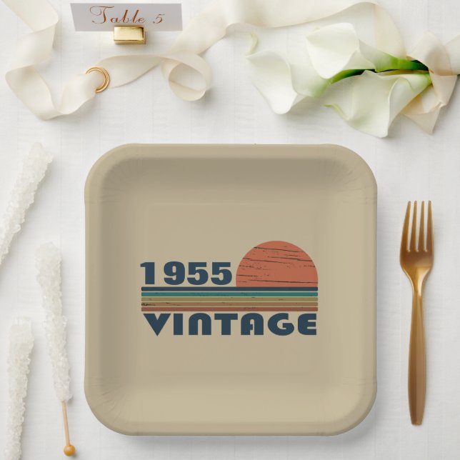 Personalized vintage 70th birthday paper plate (Wedding)