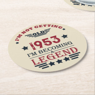 Personalized vintage 70th birthday round paper coaster