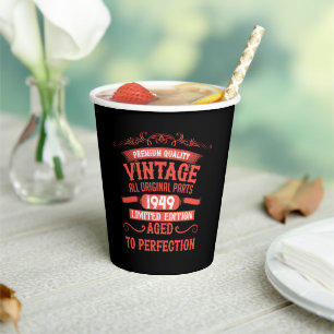 Personalized vintage 75h birthday party paper cups
