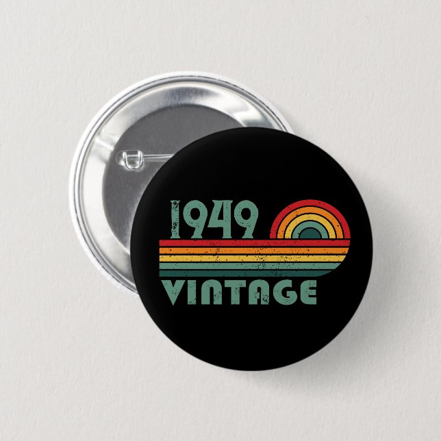 Personalized vintage 75th birthday 2 inch round button (Front & Back)