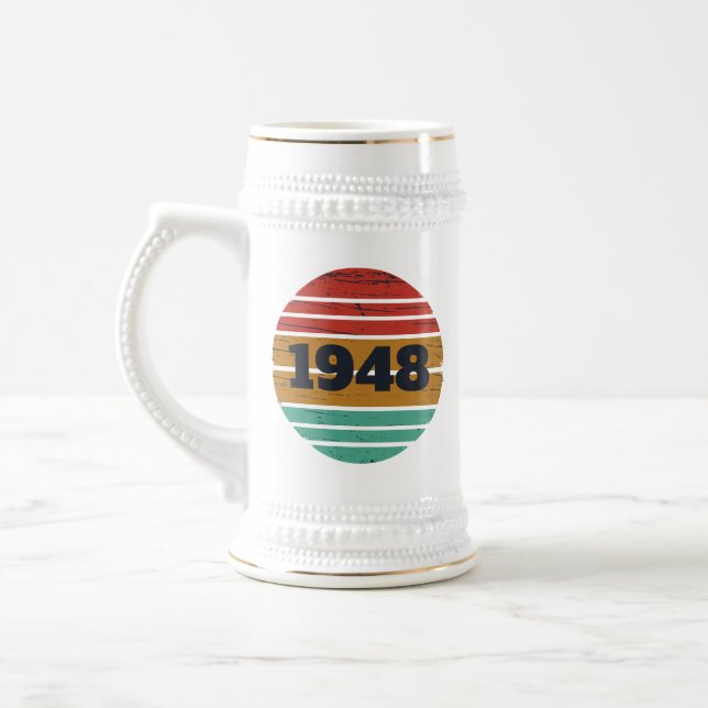 personalized vintage 75th birthday beer stein (Left)