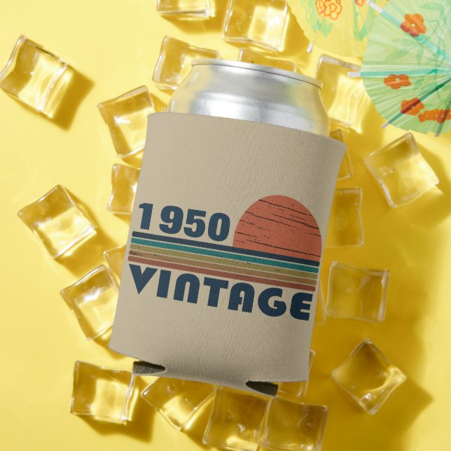 Personalized vintage 75th birthday can cooler (In Situ Summer)