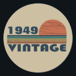 Personalized vintage 75th birthday classic round sticker<br><div class="desc">You can add some originality to your wardrobe collection with this vintage classic birthday graphic design with awesome typography font lettering, It is a great gift for men, women, husbands, wife, girlfriend, and a boyfriend who will love this one-of-a-kind artwork. The best amazing and funny holiday present for your happy...</div>