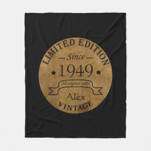 personalized vintage 75th birthday fleece blanket