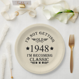 Personalized vintage 75th birthday gift black paper plate
