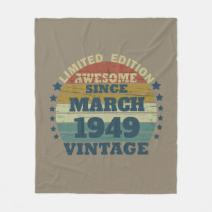 Personalized vintage 75th birthday gift fleece blanket