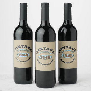 Personalized vintage 75th birthday gift wine label