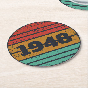 personalized vintage 75th birthday gifts round paper coaster