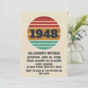 Personalized vintage 75th birthday invitation