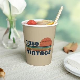Personalized vintage 75th birthday paper cups