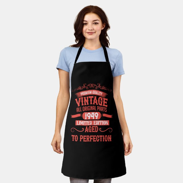 Personalized vintage 75th birthday party apron (Worn)