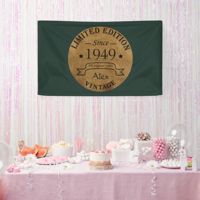 Personalized vintage 75th birthday party banner (Party)