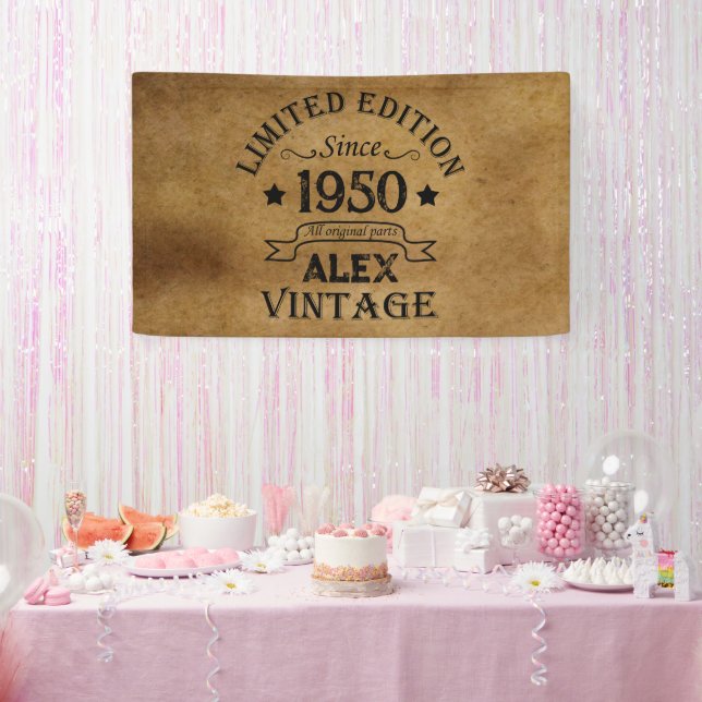 Personalized vintage 75th birthday party banner (Party)