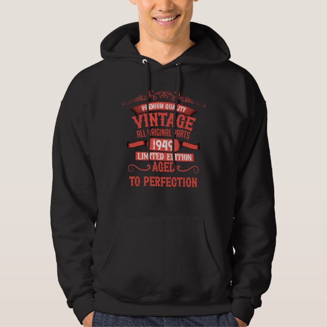 Personalized vintage 75th birthday party hoodie (Front)