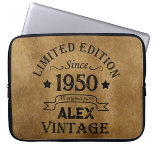 Personalized vintage 75th birthday party laptop sleeve