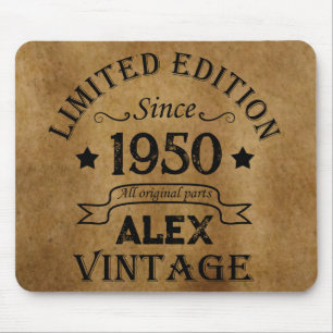 Personalized vintage 75th birthday party mouse pad