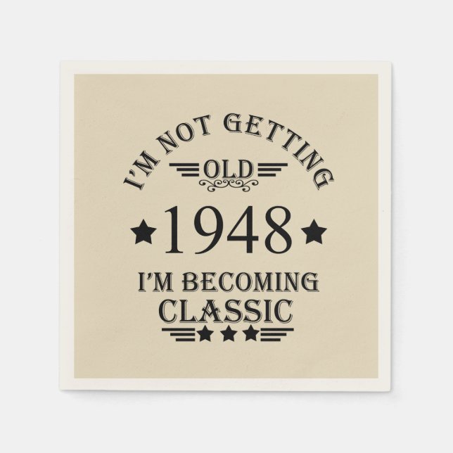 Personalized vintage 75th birthday party napkin (Front)