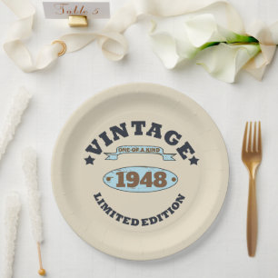 Personalized vintage 75th birthday party paper plate