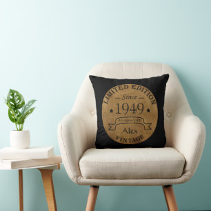 Personalized vintage 75th birthday party throw pillow