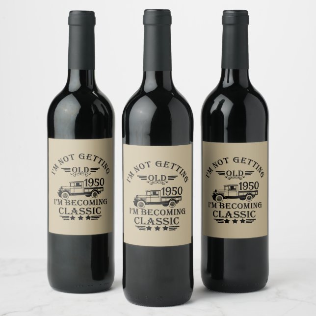 Personalized vintage 75th birthday party wine label (Bottles)