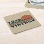 Personalized vintage 75th birthday square paper coaster<br><div class="desc">You can add some originality to your wardrobe collection with this vintage classic birthday graphic design with awesome typography font lettering, It is a great gift for men, women, husbands, wife, girlfriend, and a boyfriend who will love this one-of-a-kind artwork. The best amazing and funny holiday present for your happy...</div>