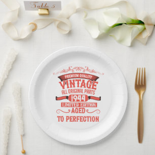 Personalized vintage 80th birthday gifts paper plate