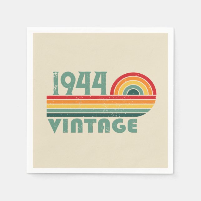 Personalized vintage 80th birthday party napkin (Front)