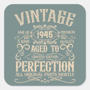 Personalized vintage 80th birthday whiskey themed square sticker