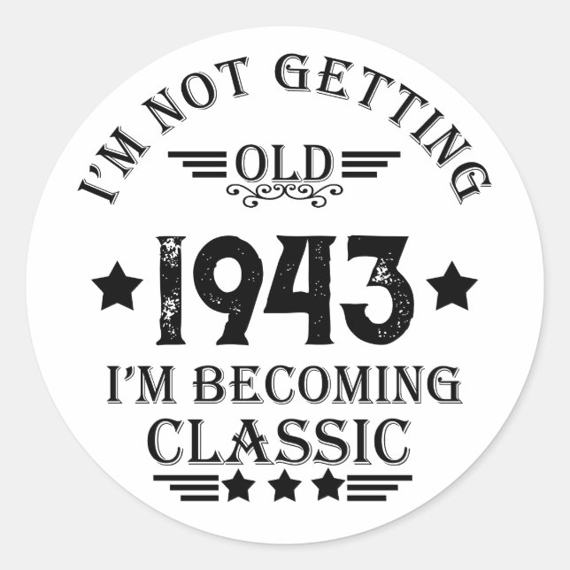 Personalized vintage 90th birthday party classic round sticker (Front)