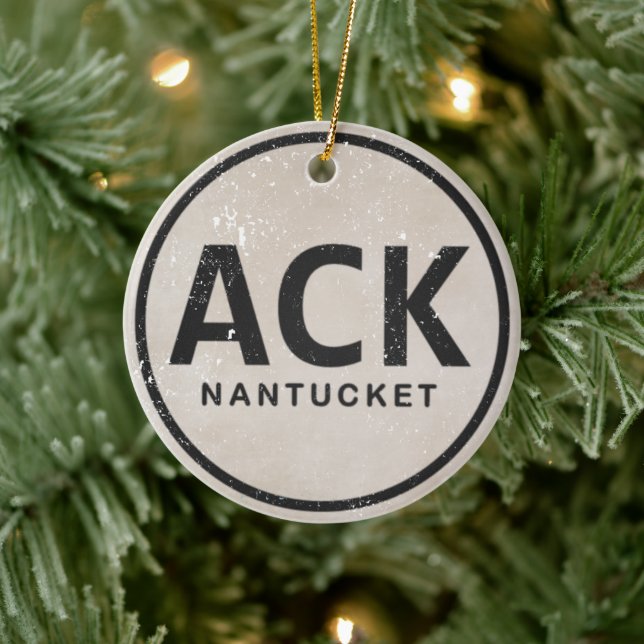 Personalized Vintage ACK Nantucket Massachusetts Ceramic Ornament (Tree)