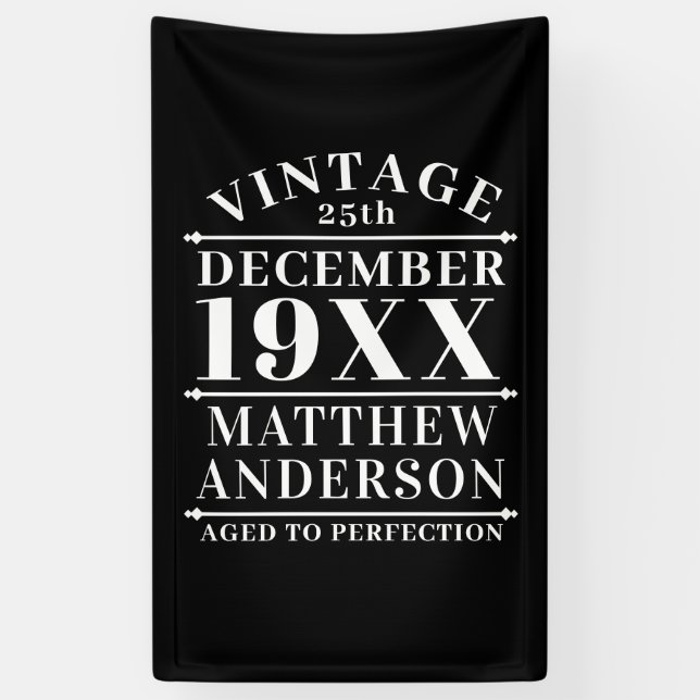 Personalized Vintage Aged to Perfection Banner (Vertical)