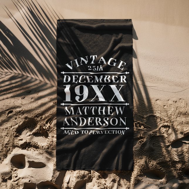 Personalized Vintage Aged to Perfection Beach Towel (Creator Uploaded)