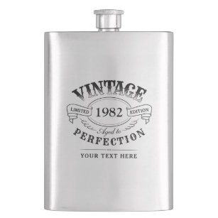 Personalized Vintage Aged To Perfection Birthday Hip Flask