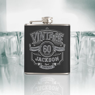 Personalized Vintage Aged To Perfection Birthday Hip Flask
