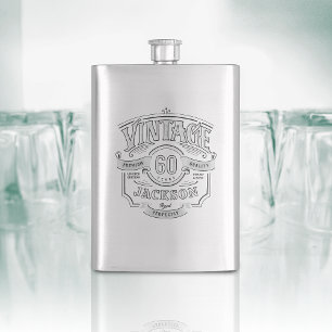 Personalized Vintage Aged To Perfection Birthday Hip Flask
