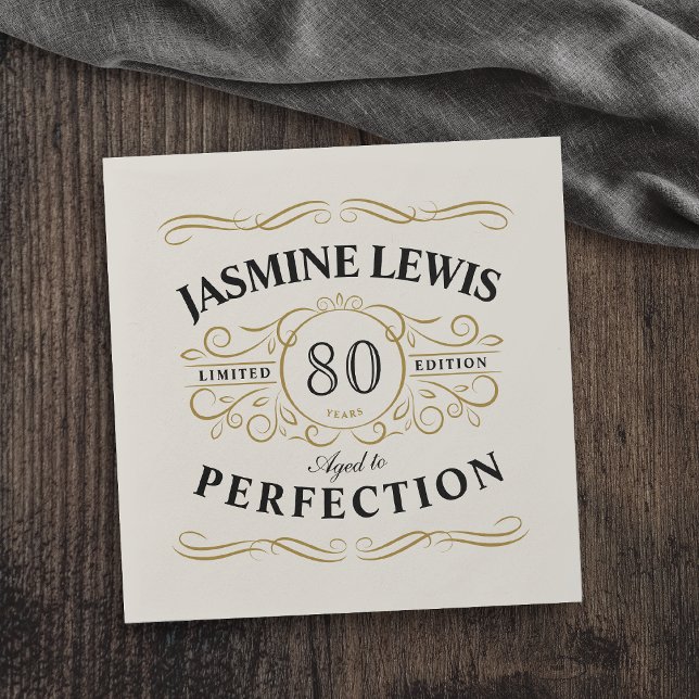 Personalized Vintage Aged To Perfection birthday Napkin (Personalized Vintage Aged To Perfection birthday Napkins)