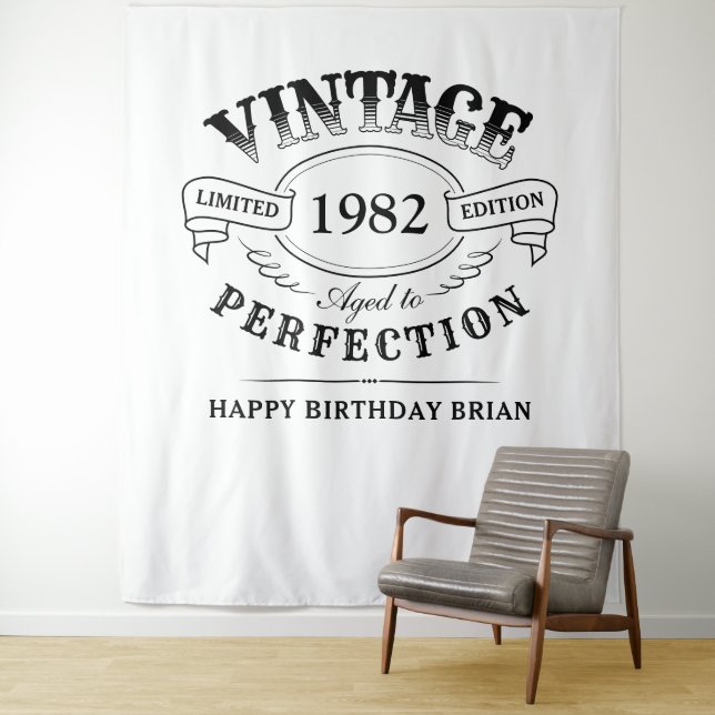 Personalized Vintage Aged To Perfection Birthday Tapestry (In Situ)
