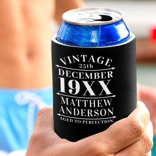Personalized Vintage Aged to Perfection Can Cooler (Creator Uploaded)