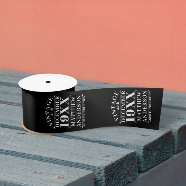 Personalized Vintage Aged to Perfection Satin Ribbon (Creator Uploaded)