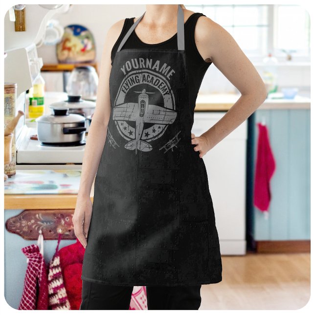 Personalized Vintage Airplane Pilot Flying Academy Apron (Creator Uploaded)