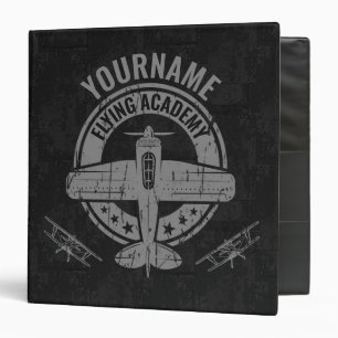 Personalized Vintage Airplane Pilot Flying Academy Binder