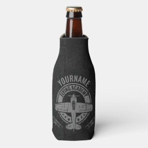 Personalized Vintage Airplane Pilot Flying Academy Bottle Cooler