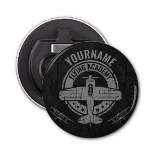 Personalized Vintage Airplane Pilot Flying Academy Bottle Opener